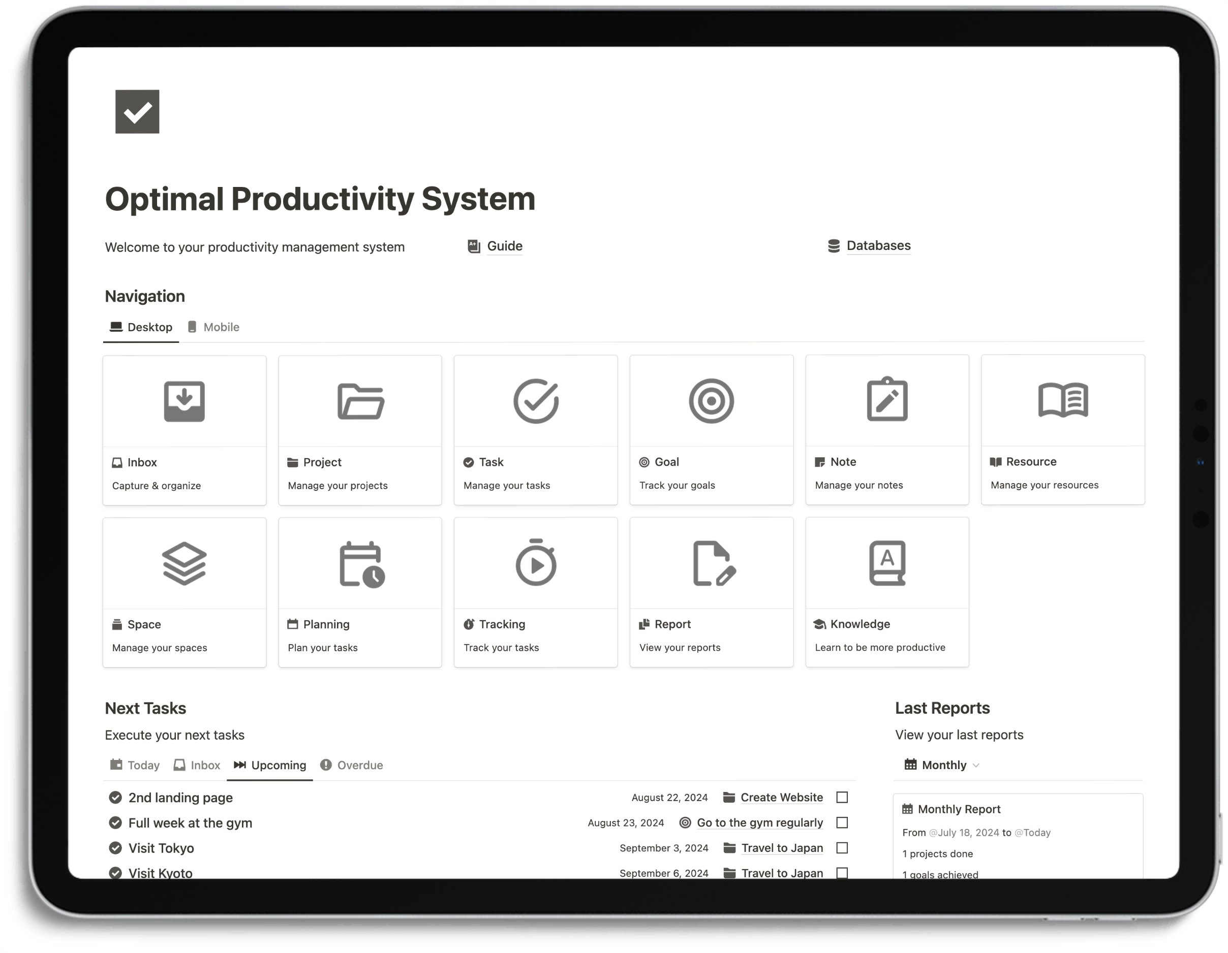 Notion Optimal Productivity System