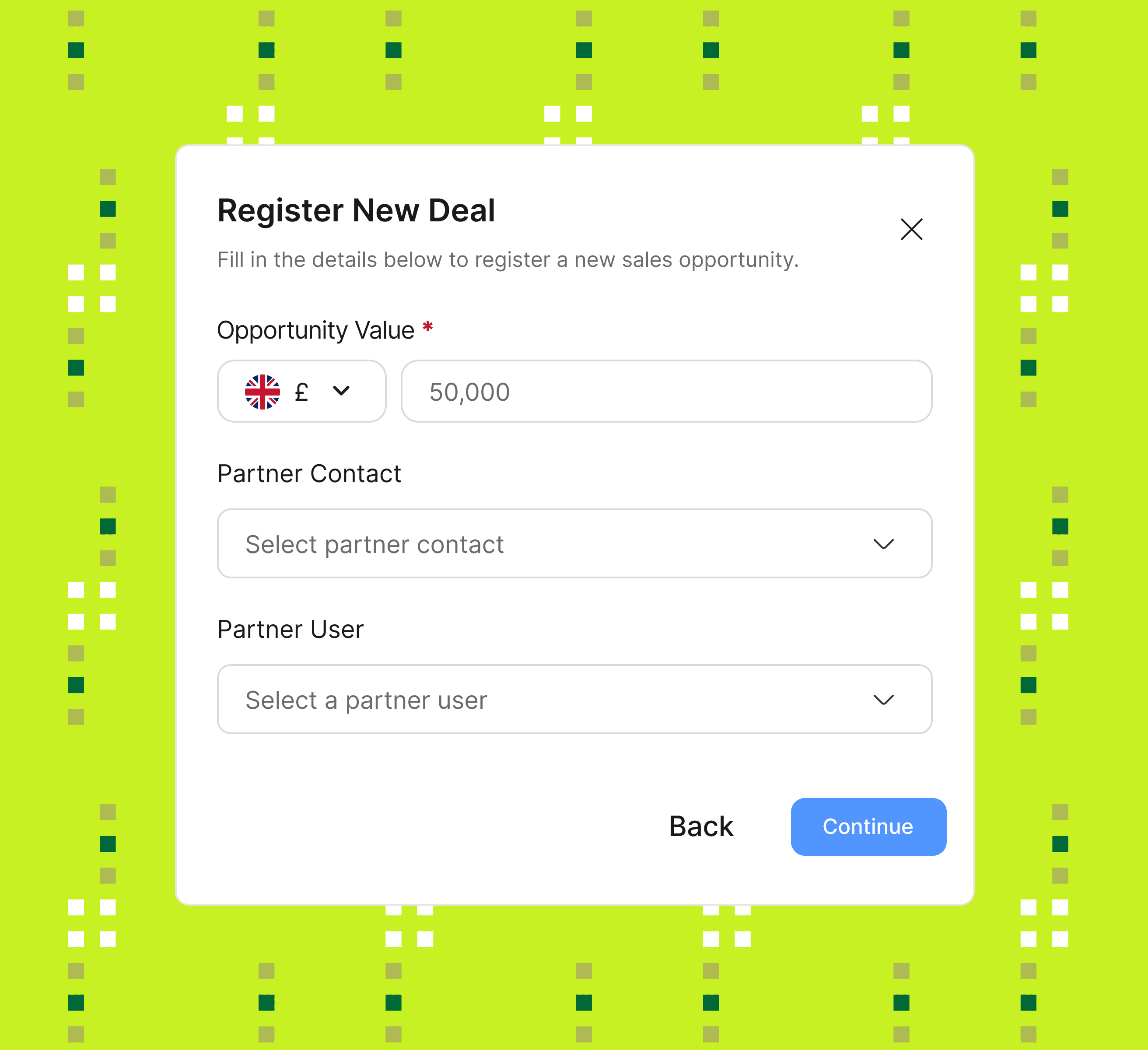 Airstride showing deal registration.