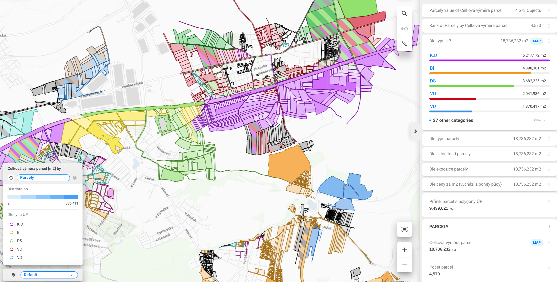 Town zoning plan in an app
