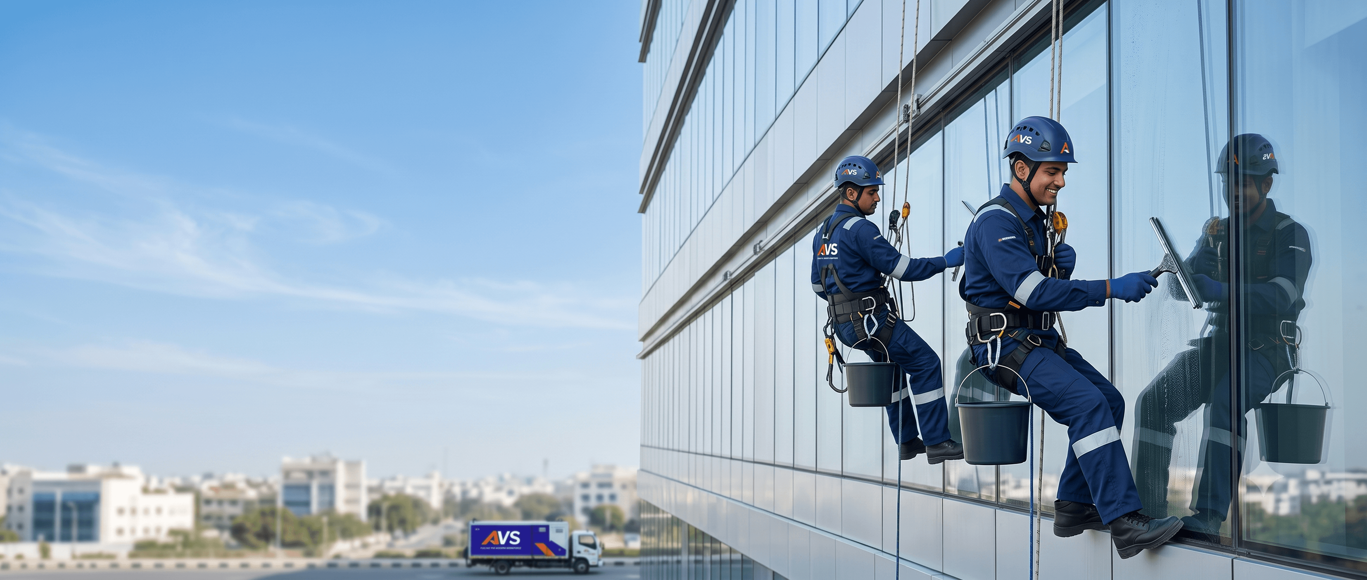 AVS professionals providing commercial building exterior maintenance
