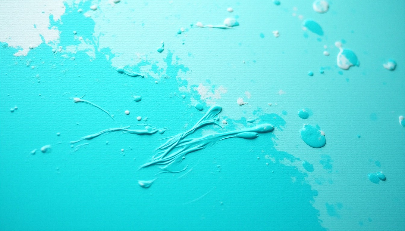 Teal paint and paint droplets