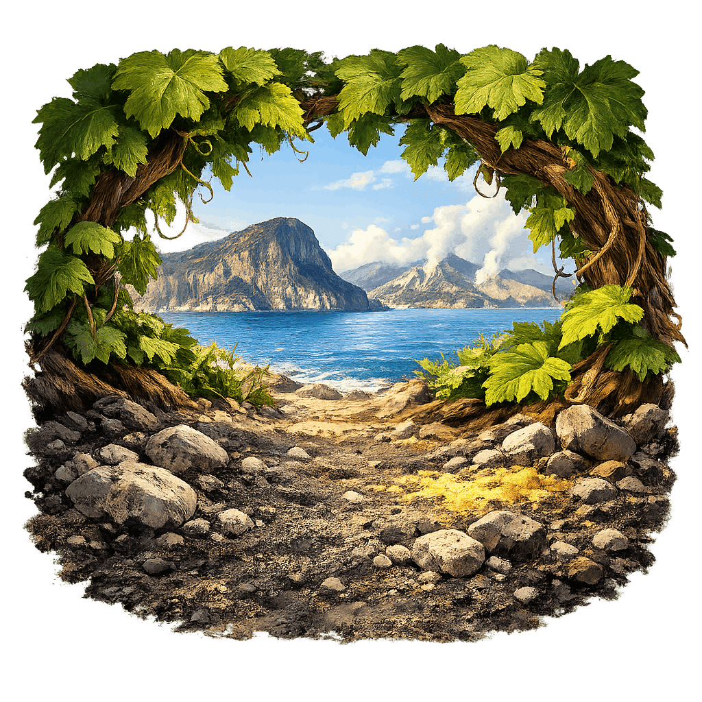 Detailed graphic of the Campi Flegrei wine region.