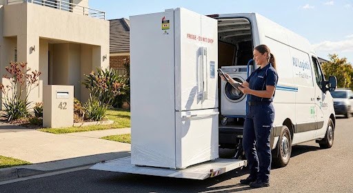 Truck driver doing a white goods delivery