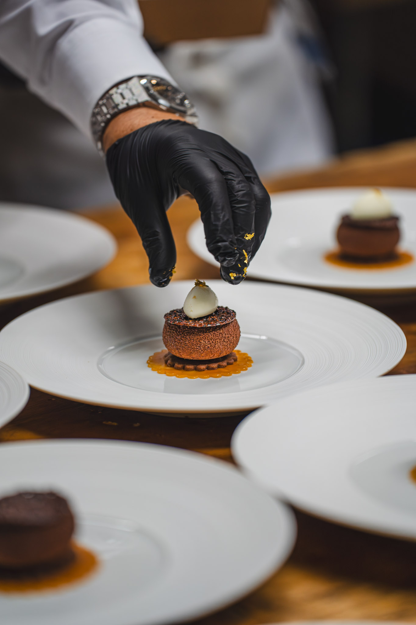 Refined plated dessert showcasing luxury catering presentation and attention to detail