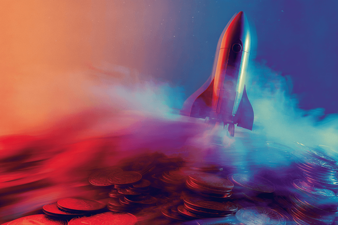 Artistic portrait with red and blue lighting creating a dramatic effect