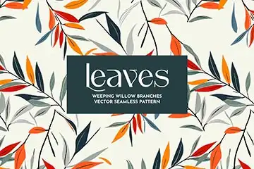 Leaves seamless pattern, botanical branches vector background