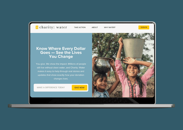charitywater landing page