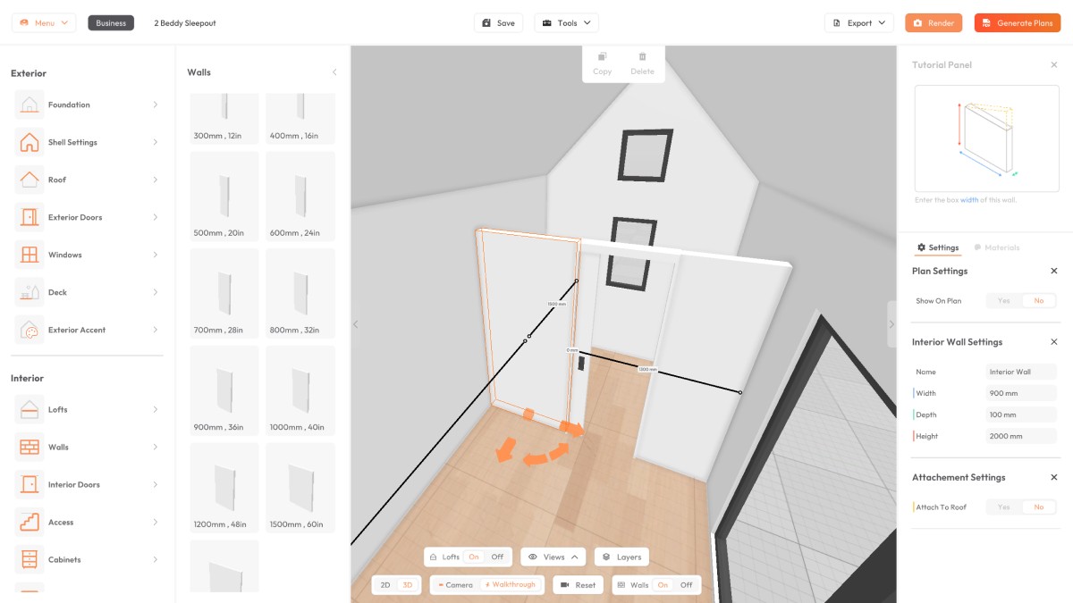 Window Position On a Tiny Home using 3D Tiny House Designer