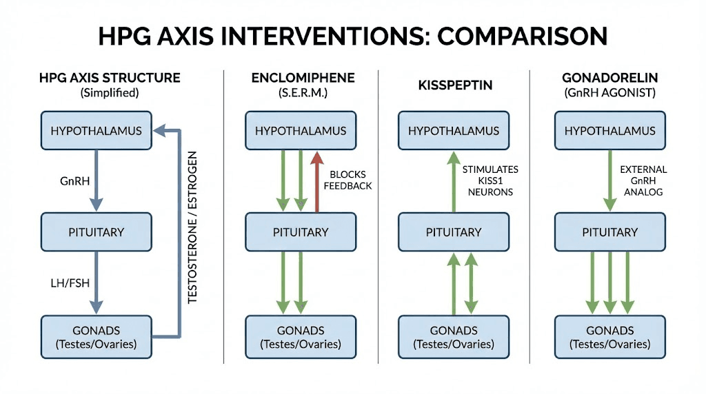 Comparison of testosterone peptides and SERMs mechanism of action