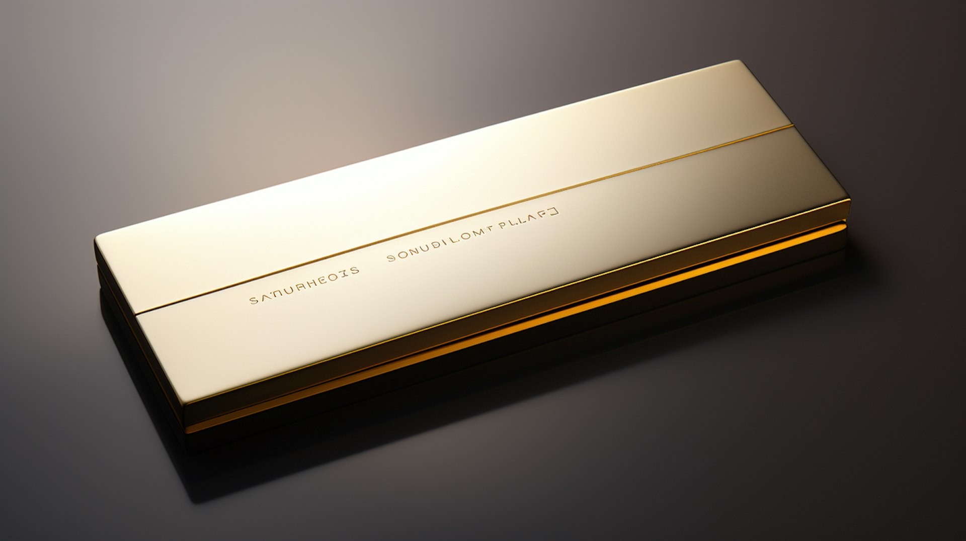 A gold box elegantly positioned against a stark black background, creating a striking visual contrast.