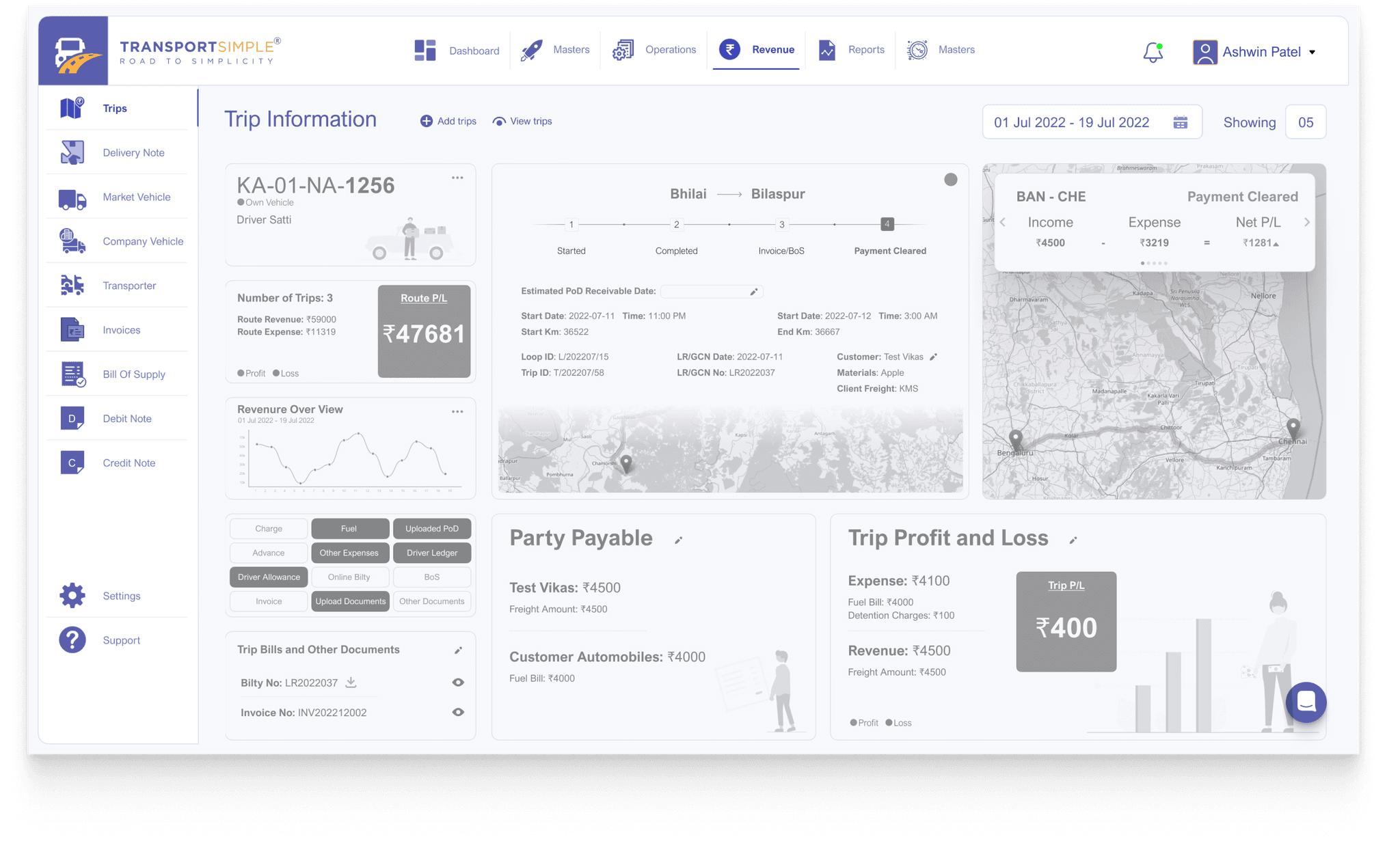 image of transportsimple redesign dashboard focus on navigation