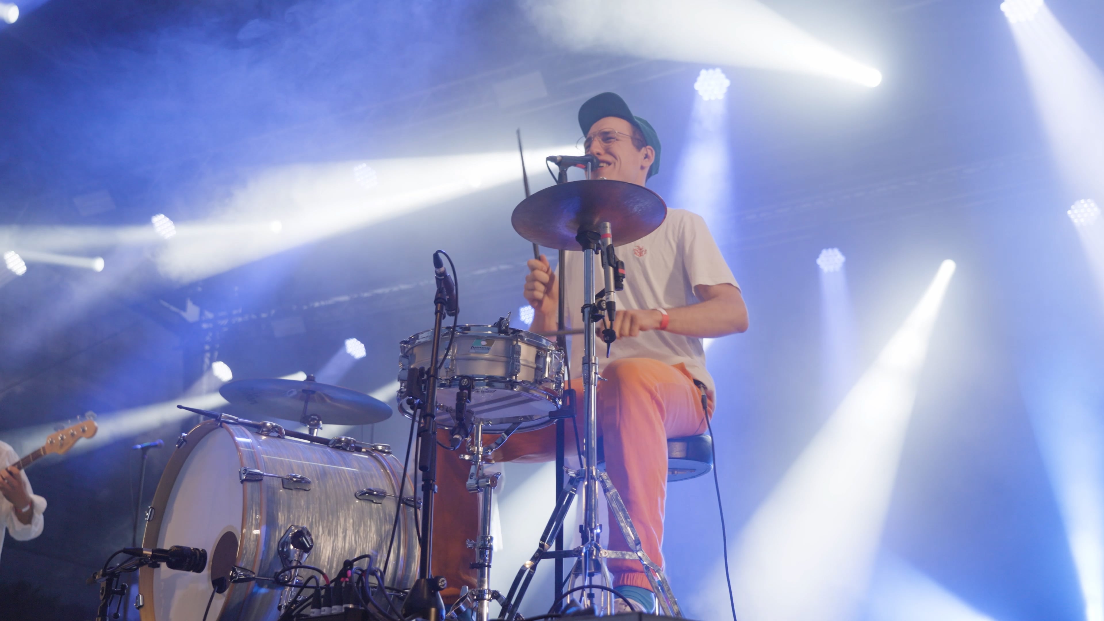 drummer on stage (singing)