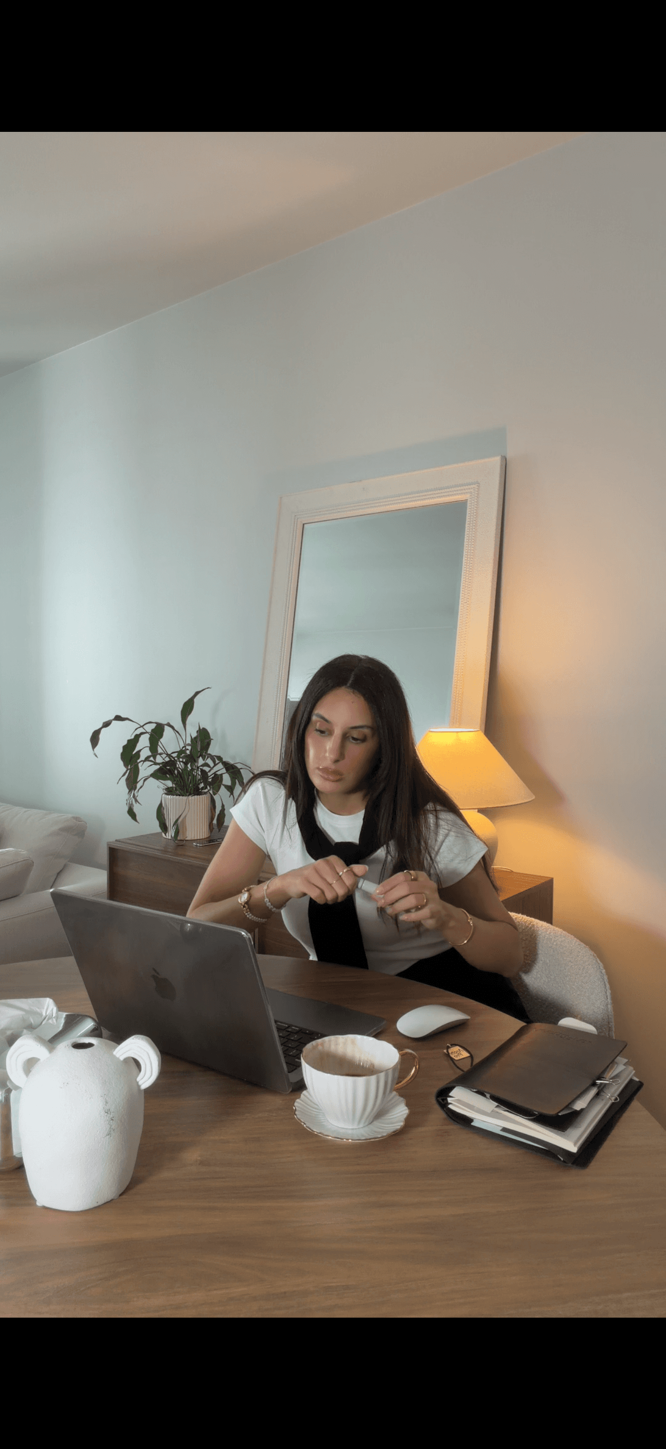 Founder working in a warm studio