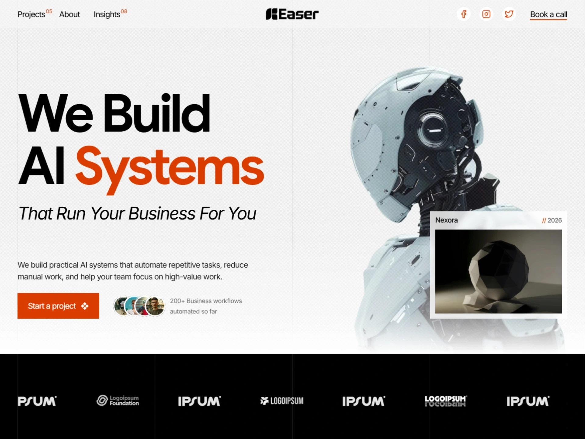 Hero Section of AI Automation website