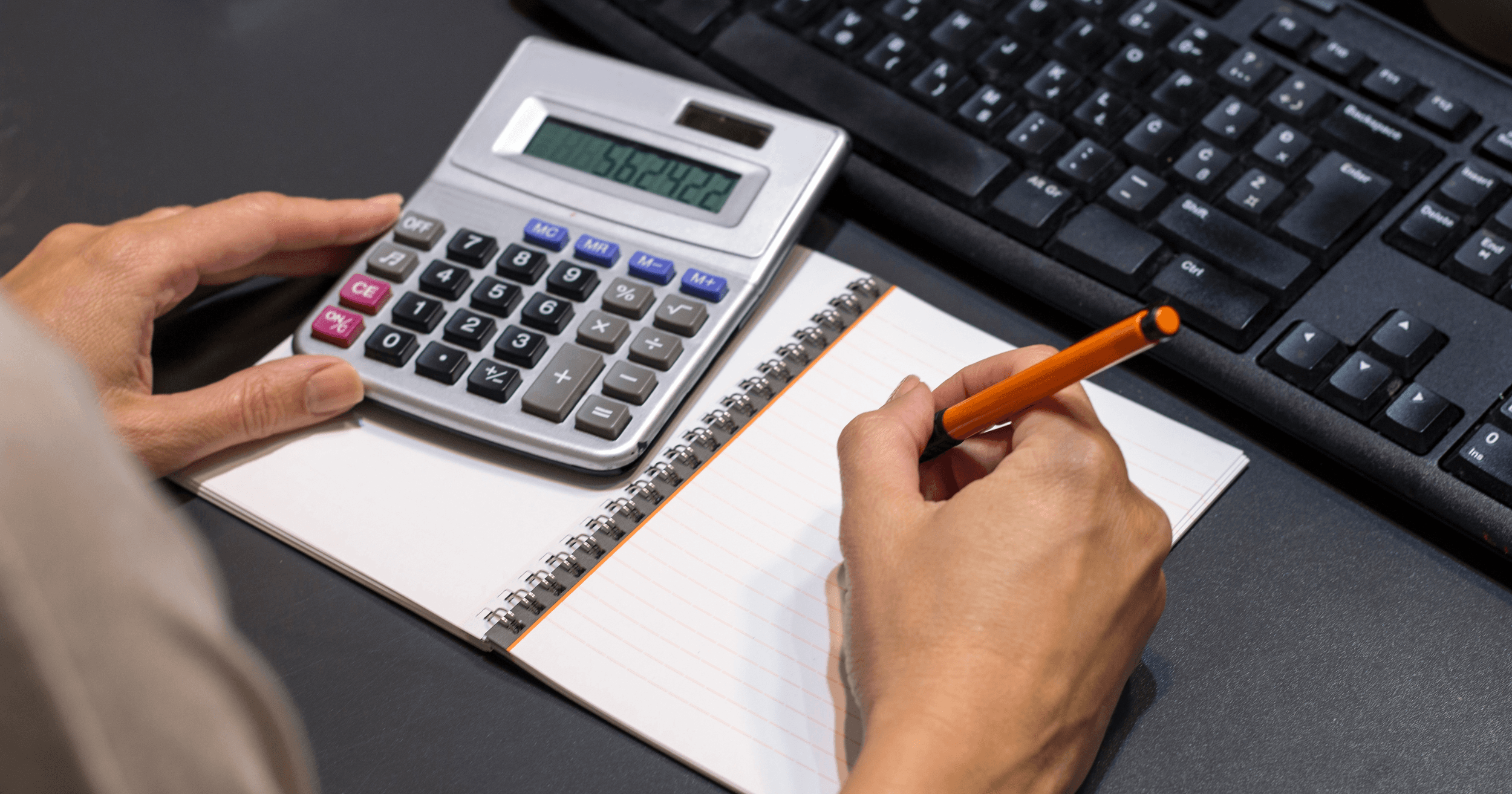 Man calculating costs