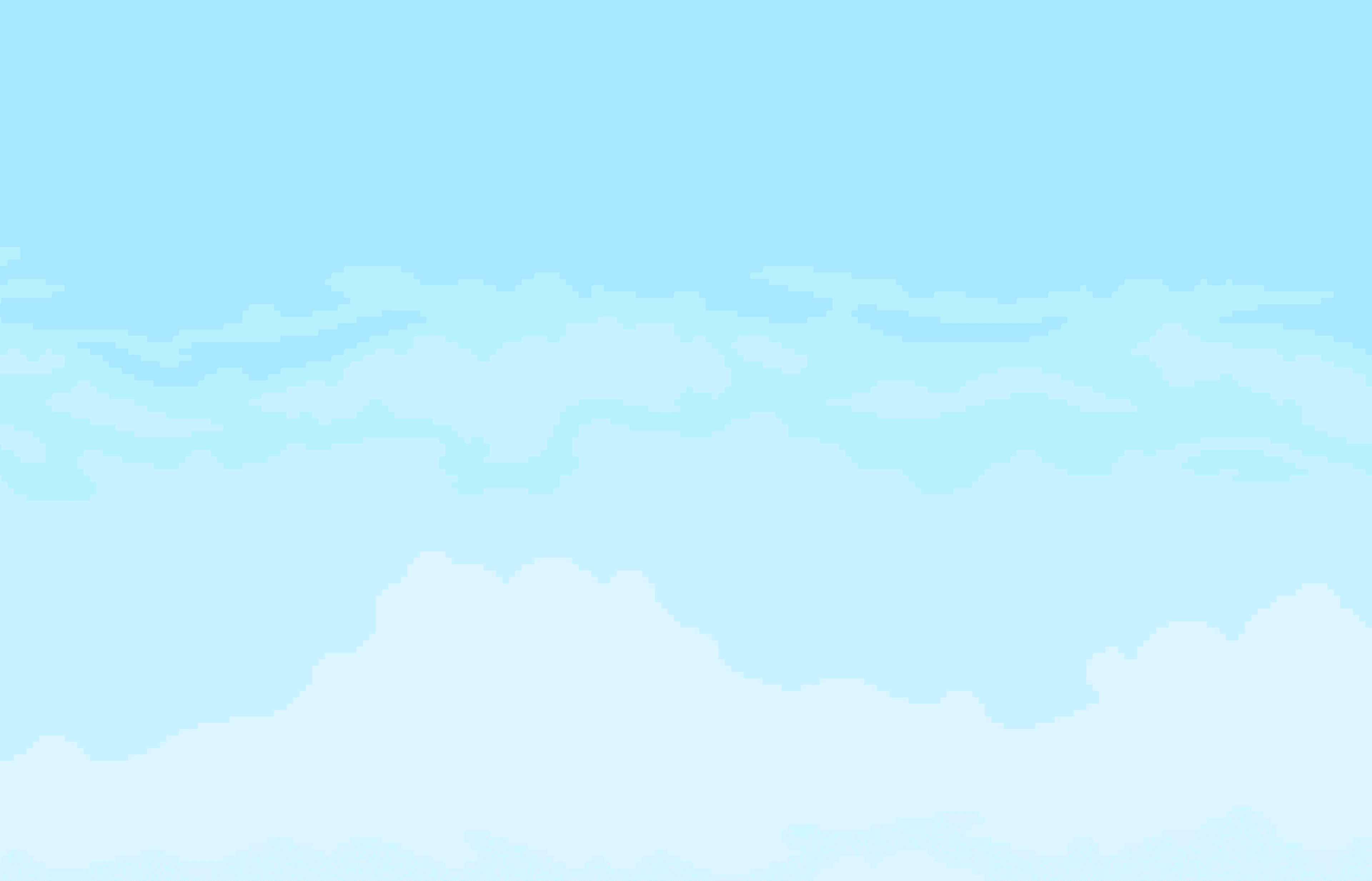 Pastel blue pixel art sky with clouds.