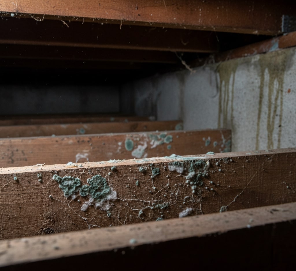 Cornelius subfloor mold before remediation