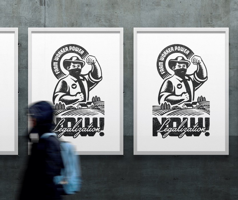 UFW Foundation Farm Worker Illustration Design, Legalization Now