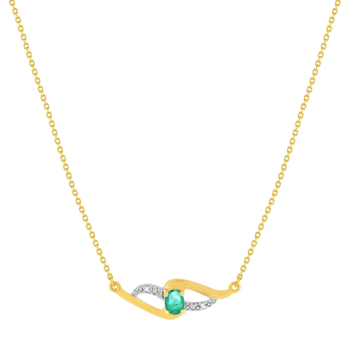 Collier en deux ors 375 serti de diamants et émeraudes