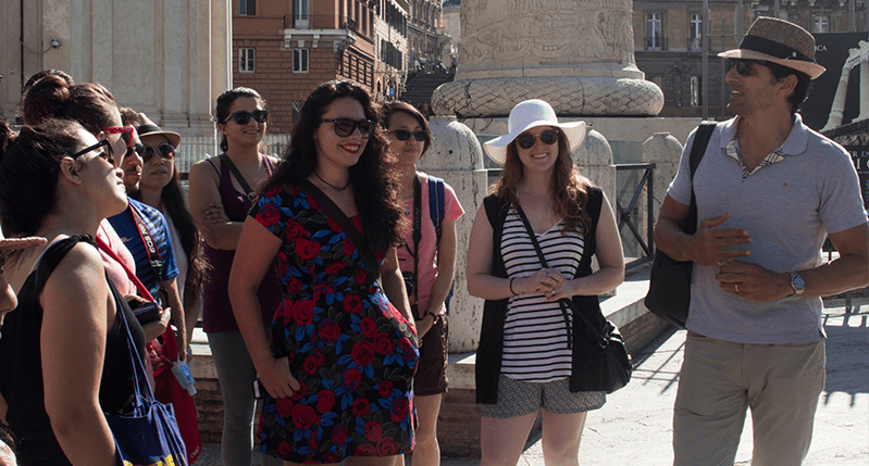 guiding tour group