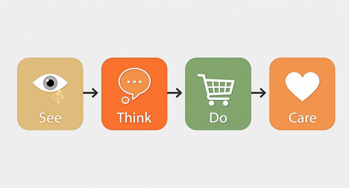 Infographic about see think do care model