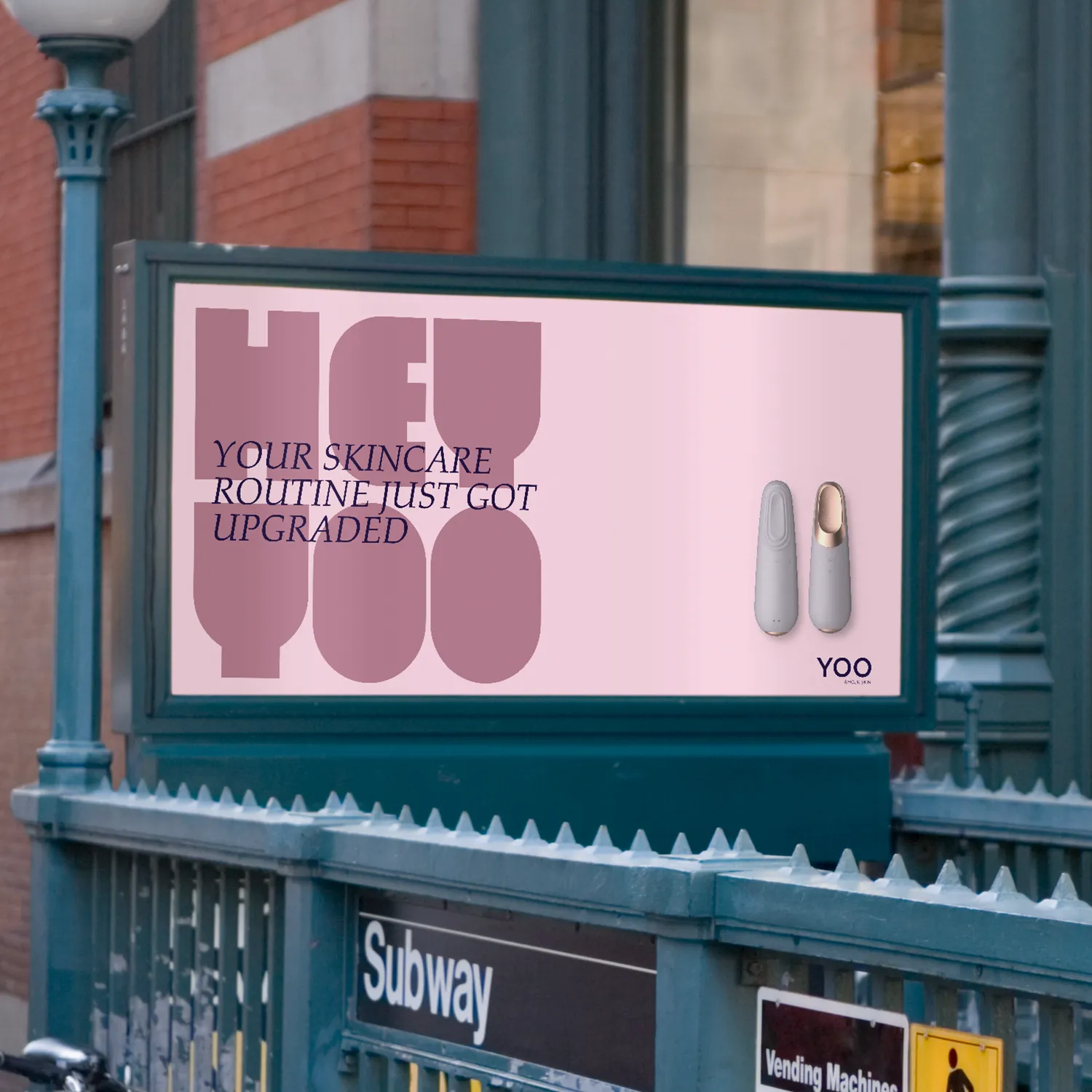 Streetside billboard with flyposters of the Batch.Works brand and illustrations