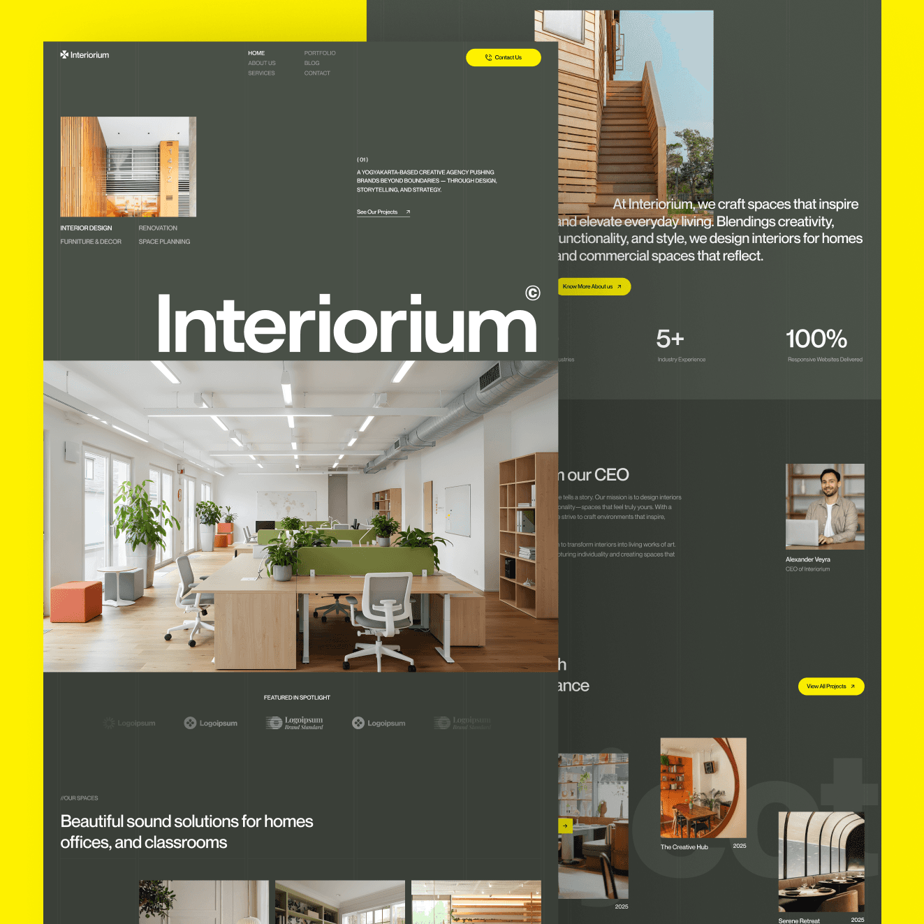 webflow interior design template