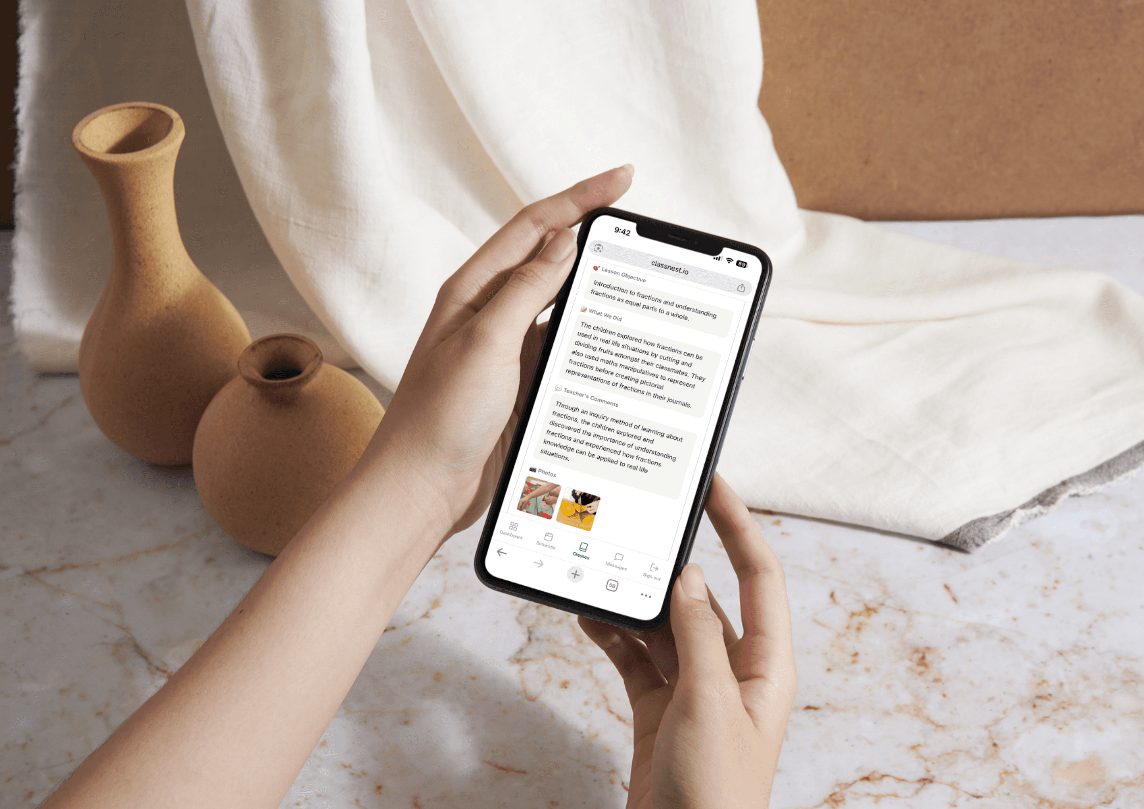 A mockup of ClassNest on mobile