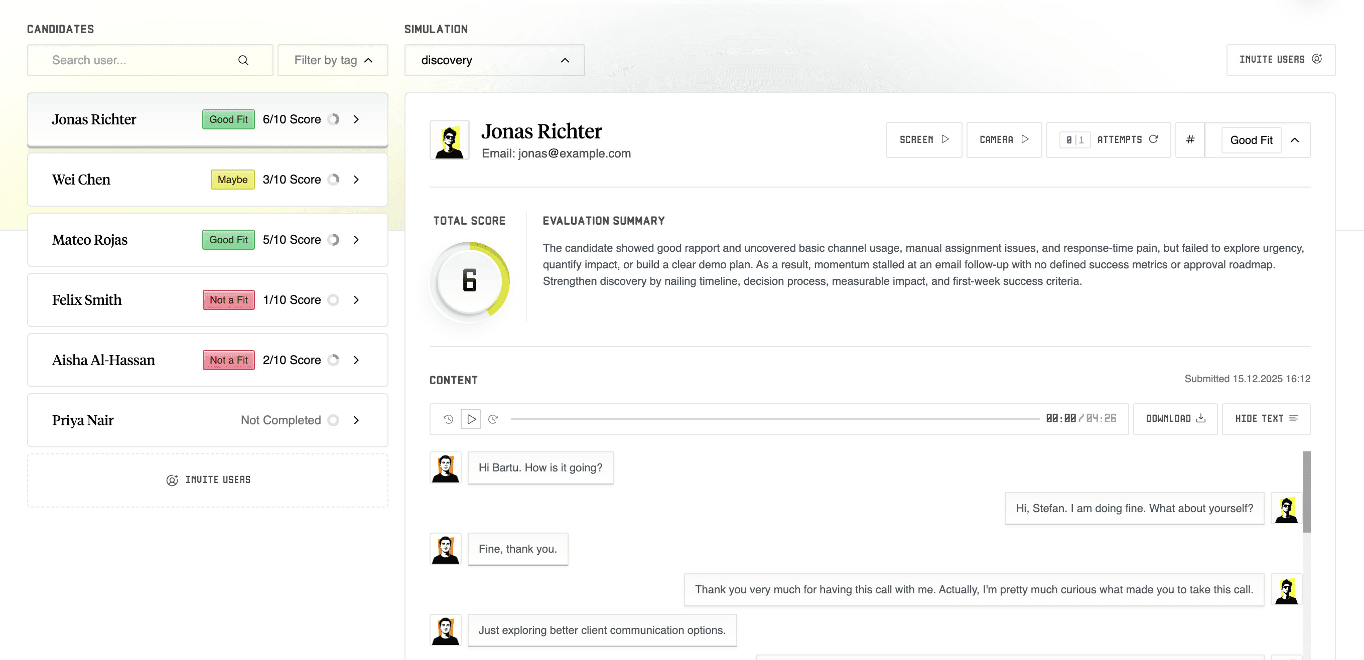 job applicant skill insights