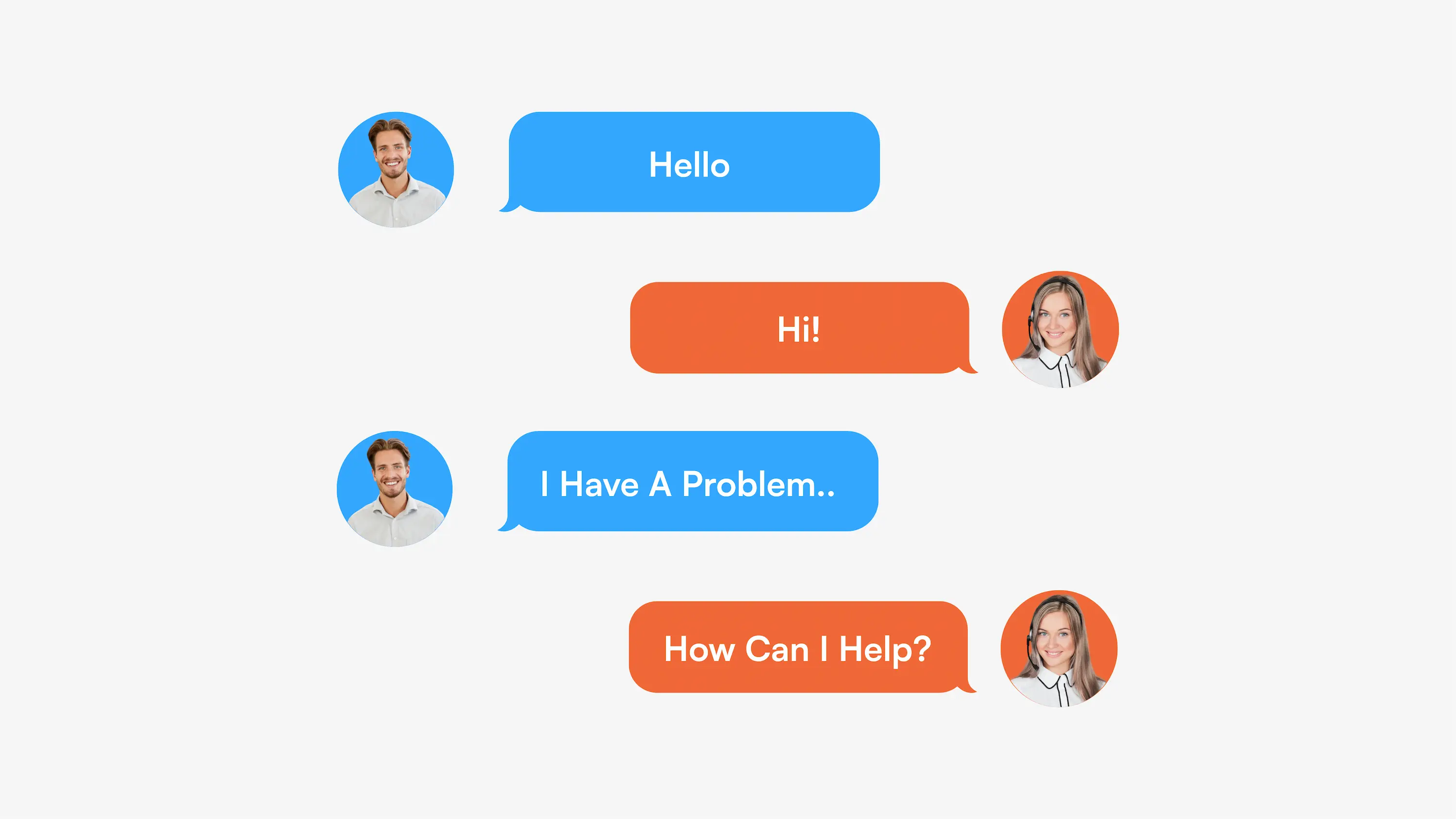customer support chat with messages and avatars