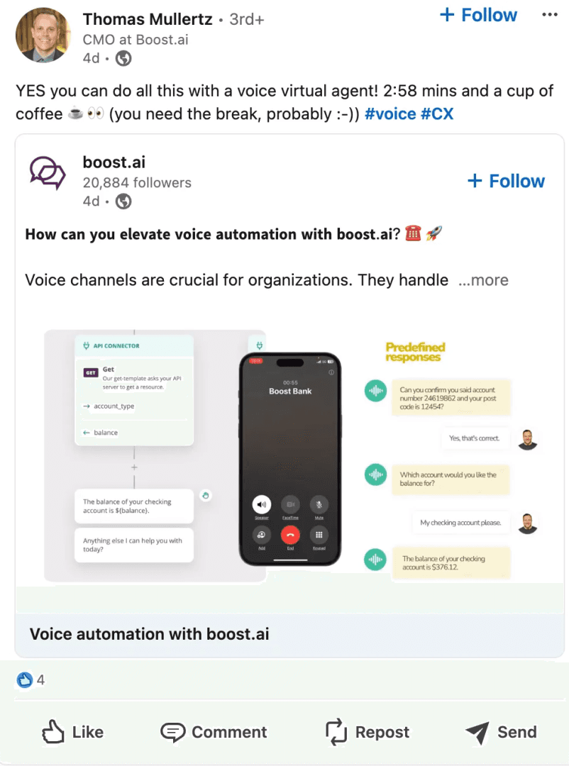 Boost.ai Marketing Spotlight: Thomar mullertz LinkedIN