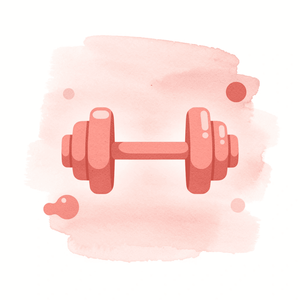 Dumbbell icon representing muscle building as the key to postpartum fat loss
