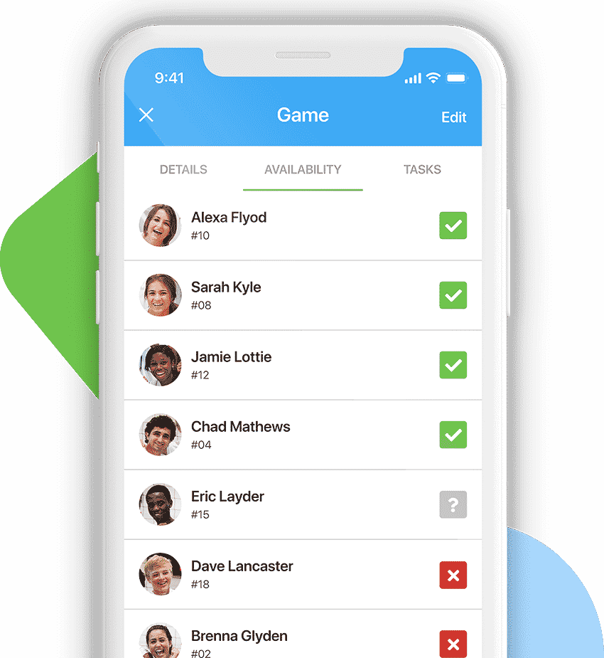 View Team Availability in the TeamLinkt Sports Team Management App