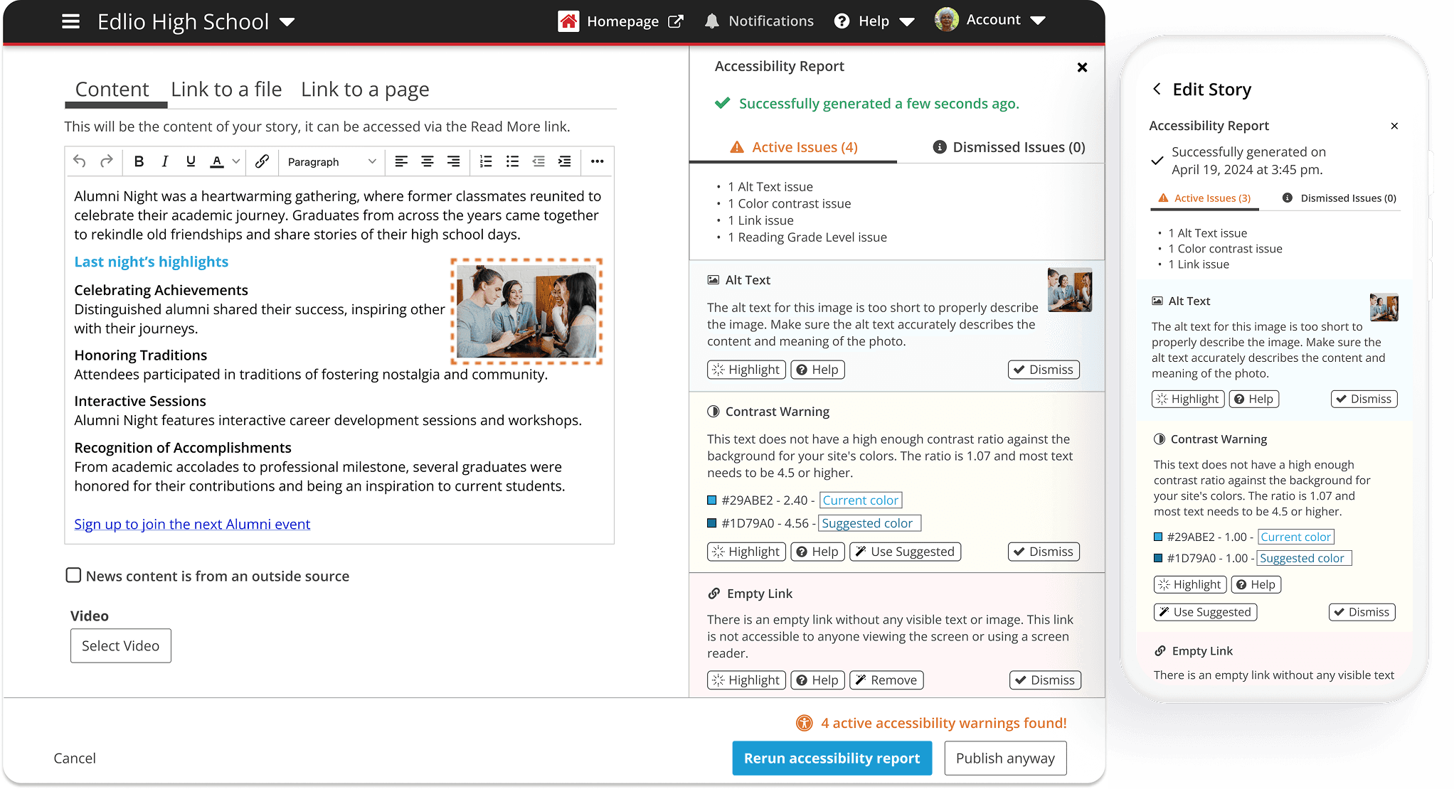 Screenshot of Accessibility Report