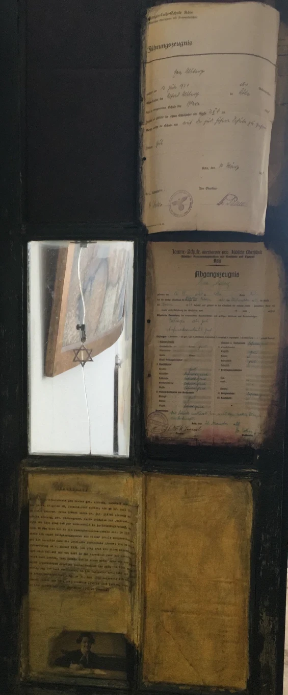 Transported, 2020. Mixed media, window. by Barbara Walker.