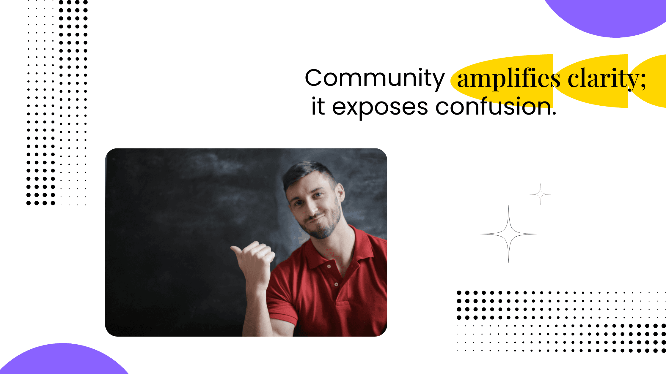 Coach pointing at a board, showing how communities surface clarity and expose confusion in coaching offers.