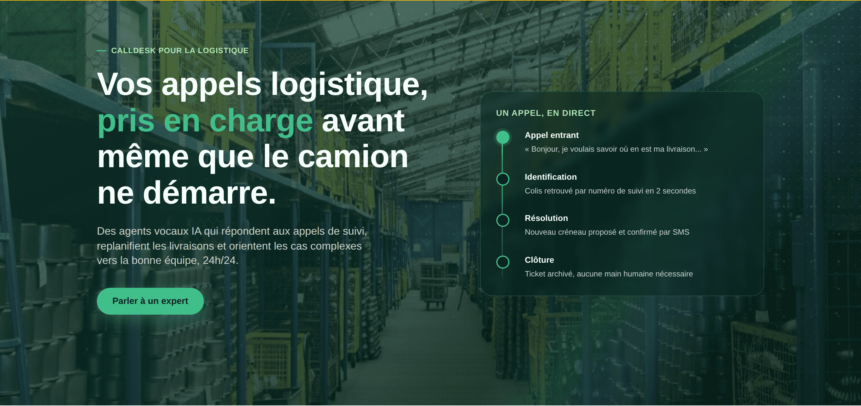 Header Calldesk pour la logistique
