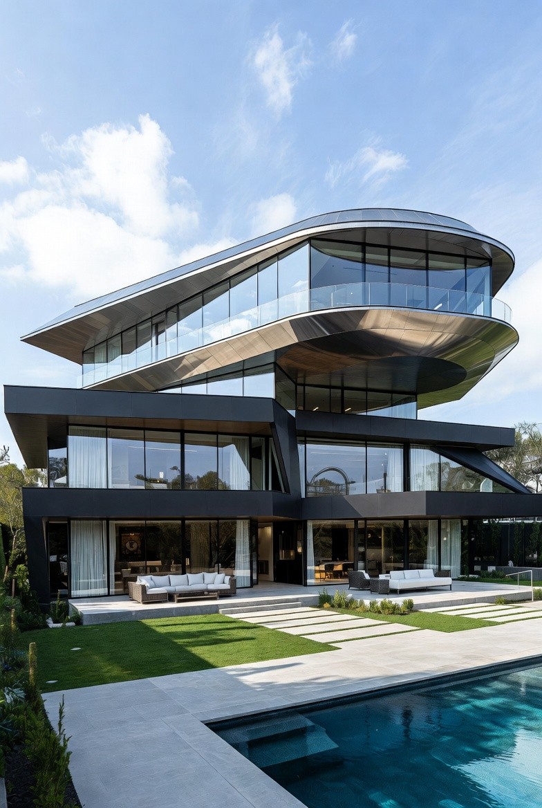 A car is parked in front of a house