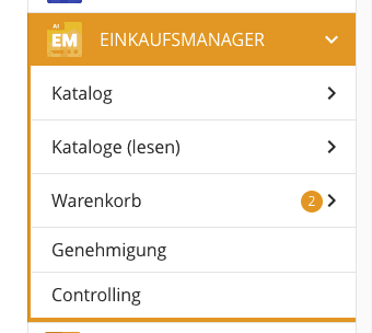 Bildausschnitt aus dem AI EINKAUFSMANAGER: Kategorien
