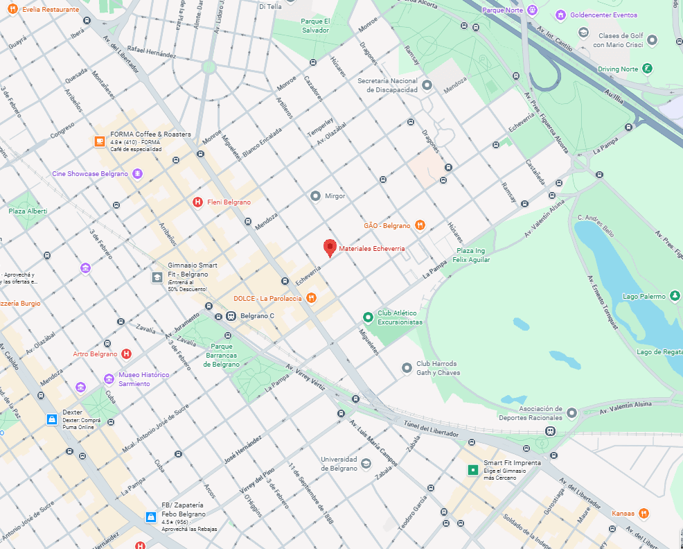Mapa de ubicación de Materiales Echeverría en Belgrano