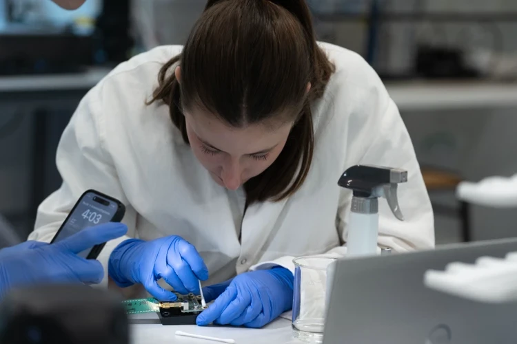Scientist analysing samples in a medical research laboratory