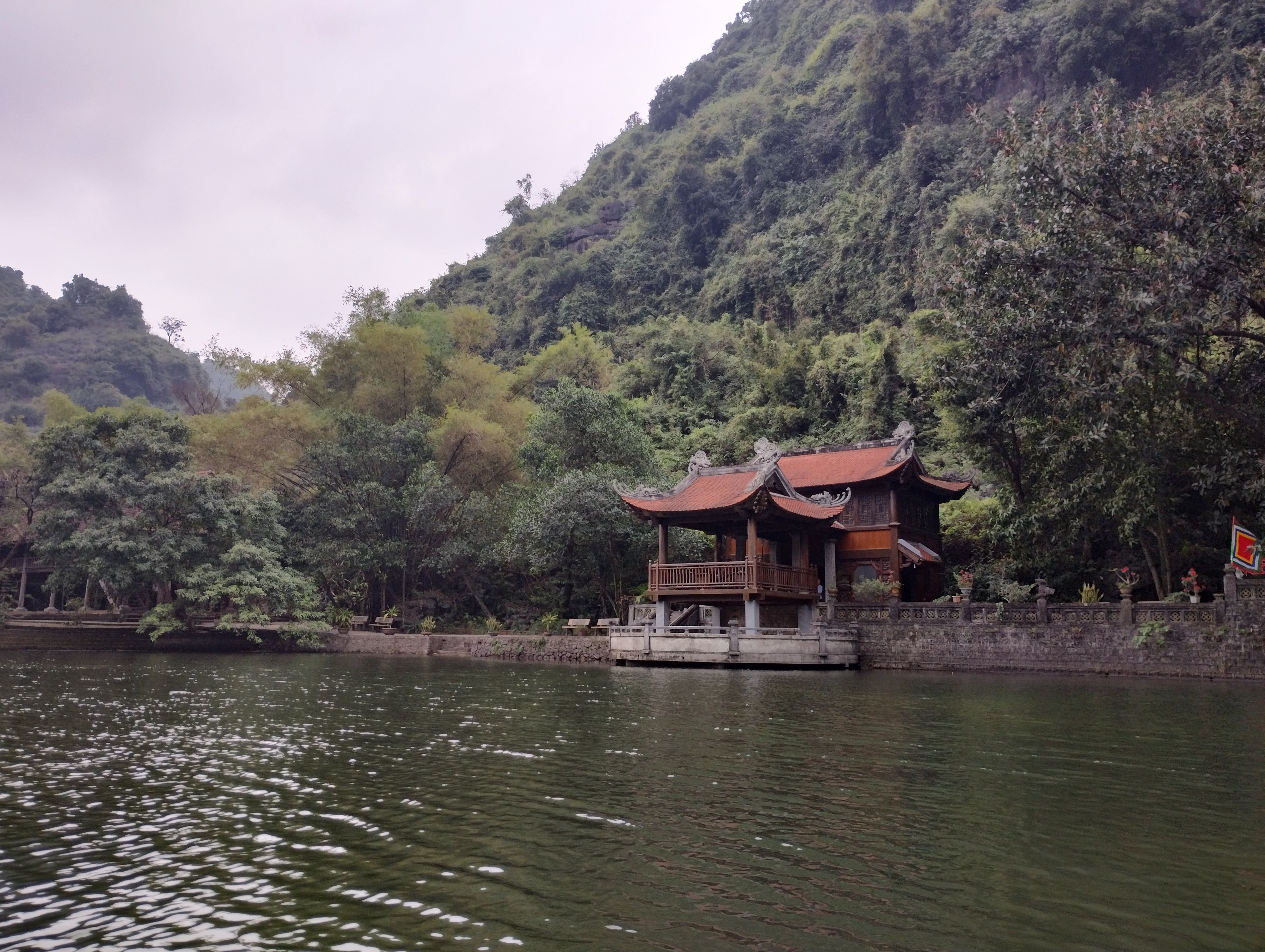 green grass field with trees and mountains in the distance