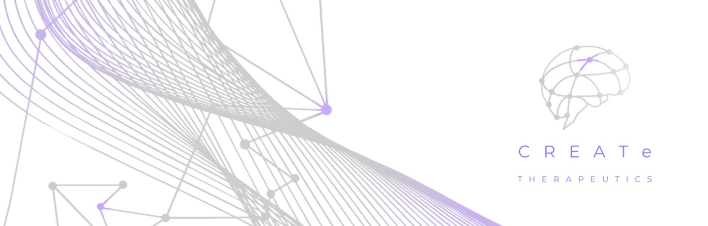 Modern poster with gray and purple lines and diagrams, and the logo of create