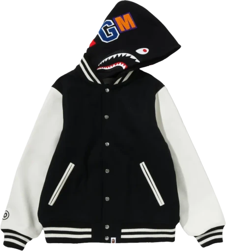 Detachable Shark Hoodie Varsity Jacket