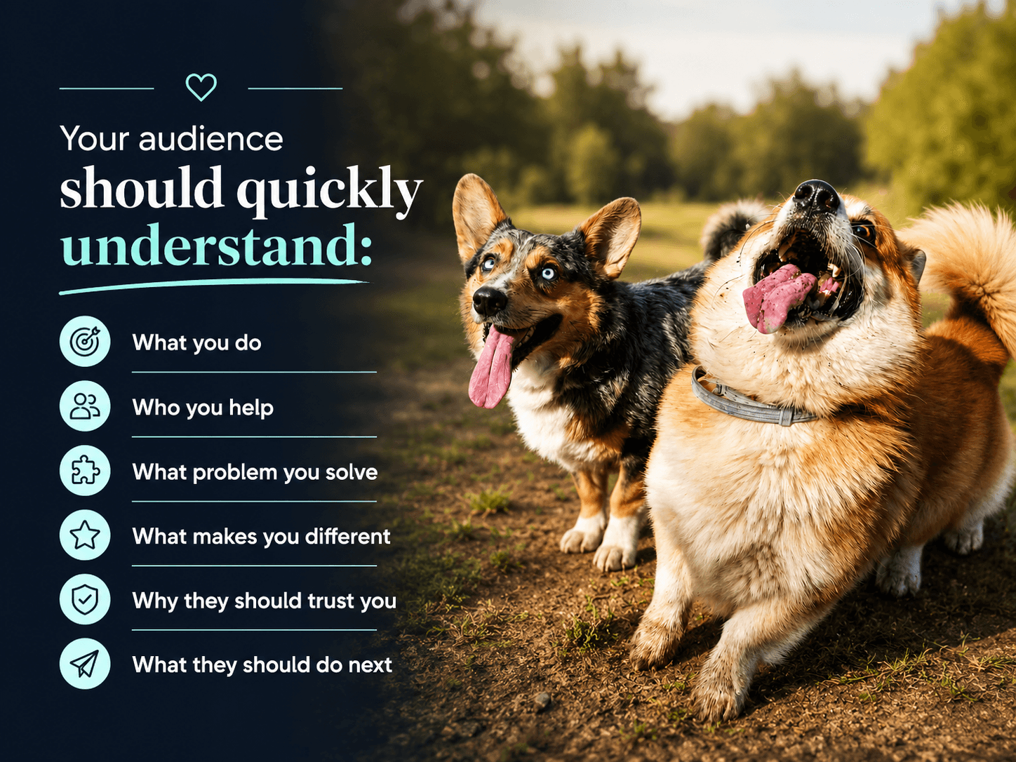 Your audience should quickly understand: What you do Who you help What problem you solve What makes you different Why they should trust you What they should do next If your marketing cannot answer those questions, adding more content will not fix the problem.