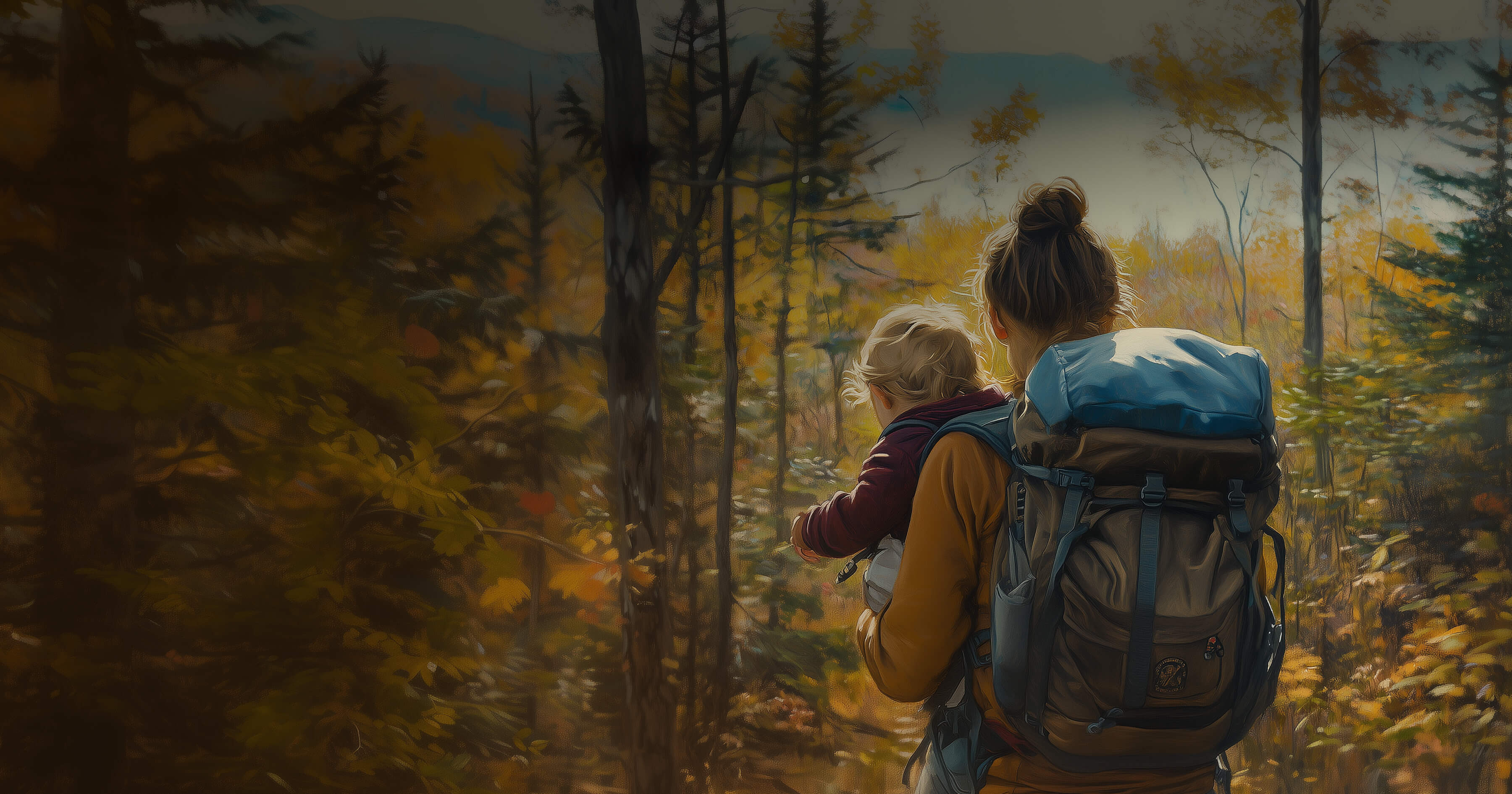 Mother and daugther hiking.