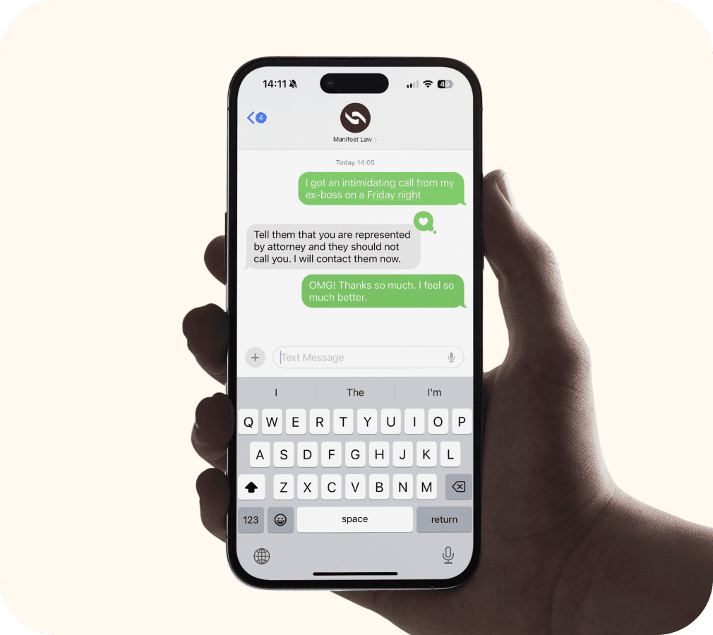 Picture of a hand holding a smartphone with chat