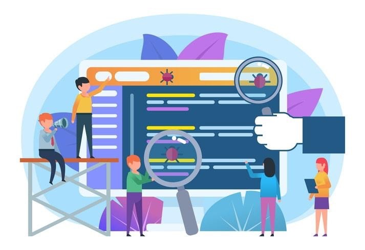 An illustration depicting automated code scanning in action.