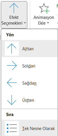 PowerPoint Silme / Süpürme Metin Animasyonu Efekt Seçenekleri