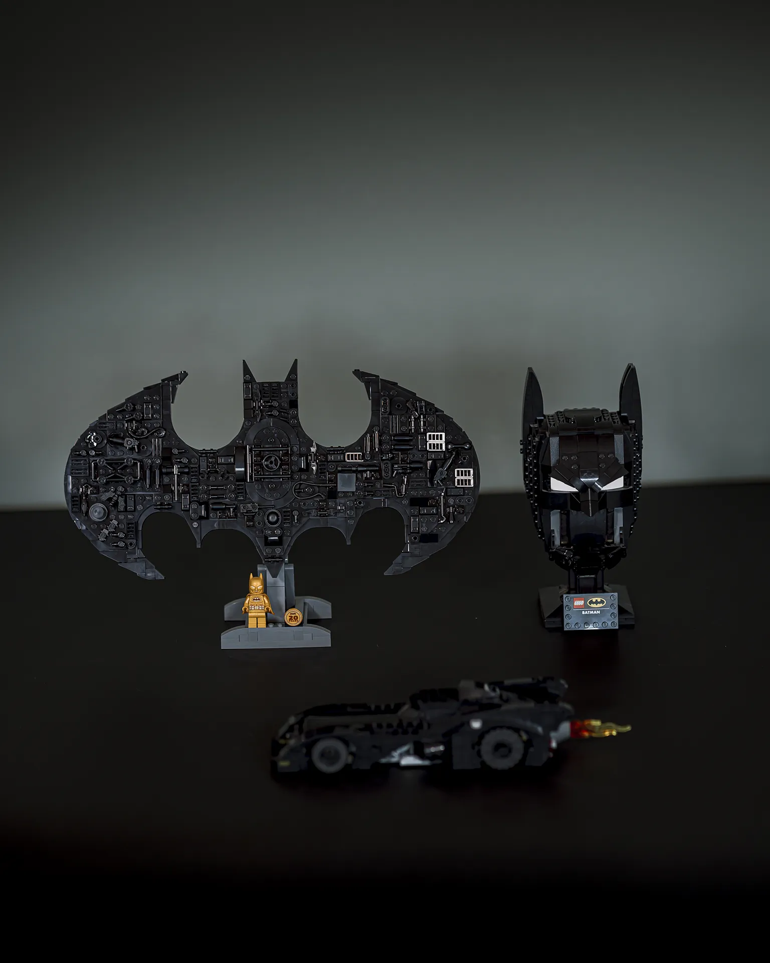 LEGO® Batman modeller av logo, byste og Batmobile